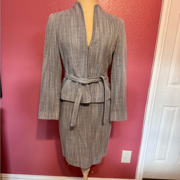 Lafayette 148 New York Gray Belted Blazer - Picture 3 of 16